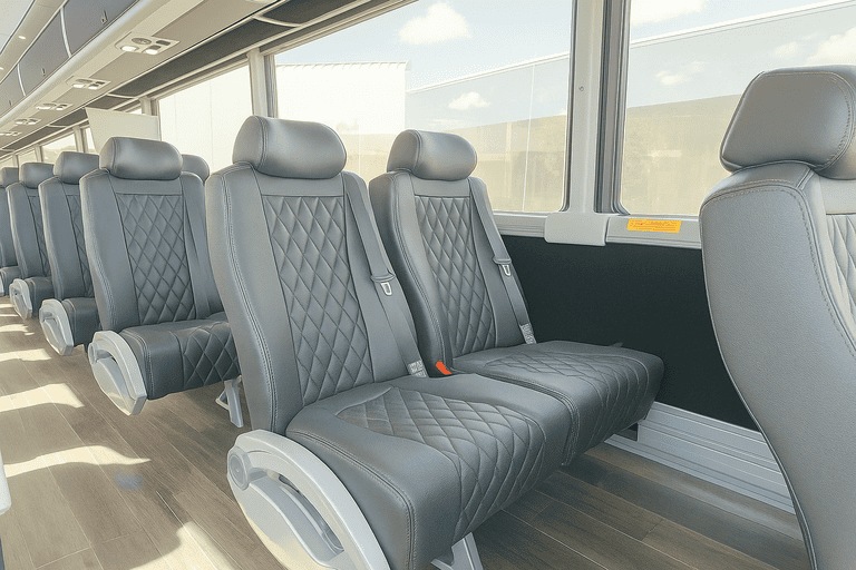 interior of Waco Minibus Company charter bus